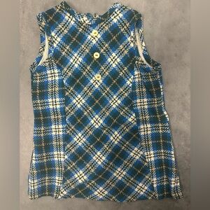 Vintage Sears Blue and White Plaid Sleeveless Kids Dress